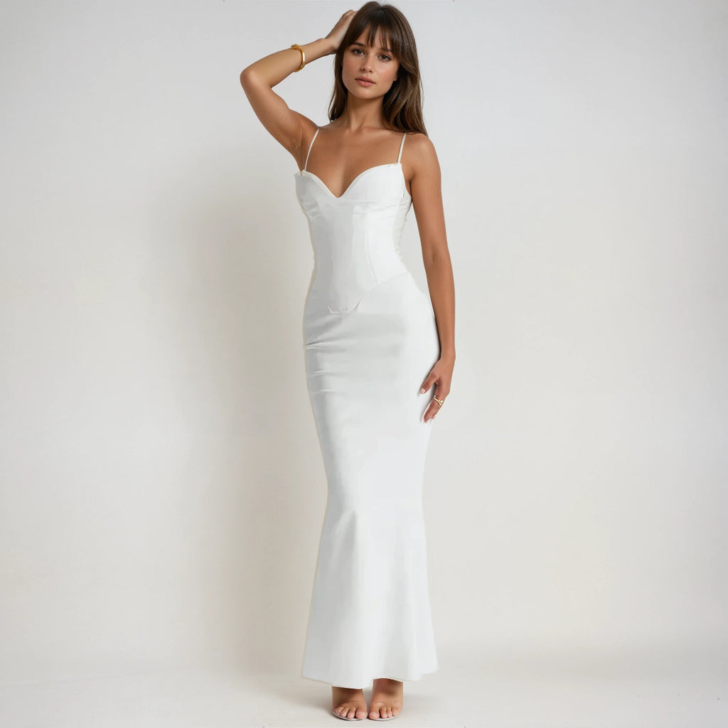 ★IVANA helsinki★ Seira mermaid dress (3colors) Long Sleeve Draped Wrap Stretch Satin Mermaid Bridesmaid
