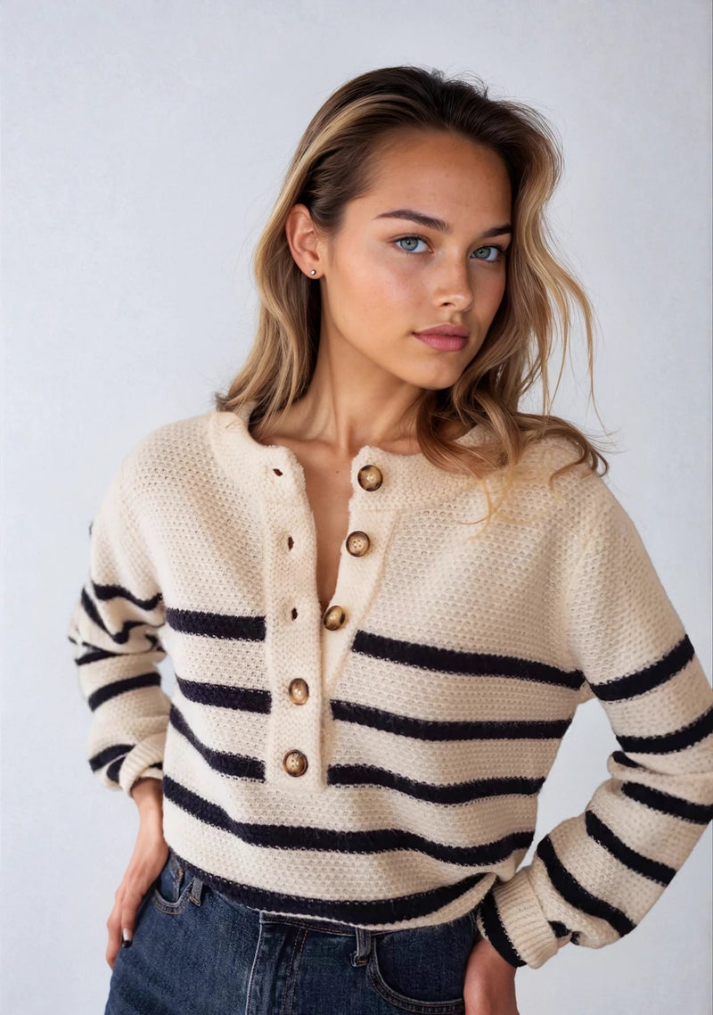 AMELIA STRIPED CARDIGAN - Maison Elara