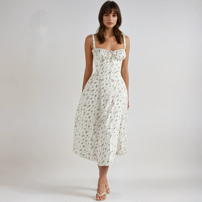 Victoria Floral Dress – Corset Floral Midi Dress